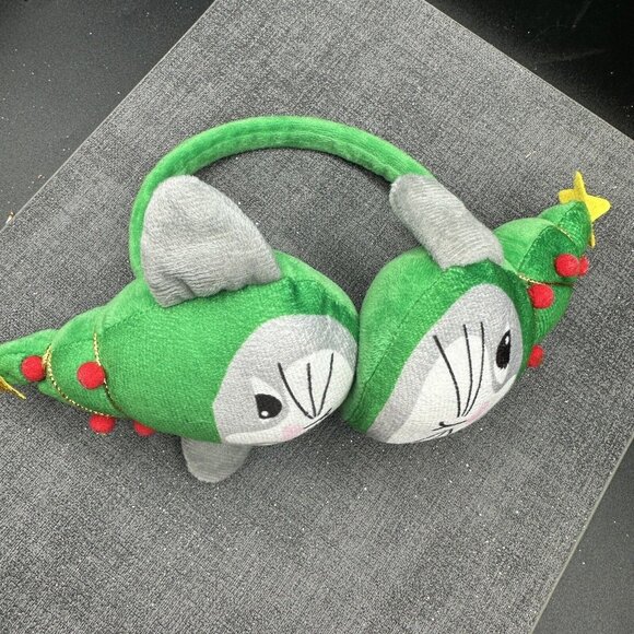 Kids Cat Christmas Ear Muffs Tree Top w/ Gold Star XMas Gift Stocking Stuffer 3+ - Picture 2 of 5